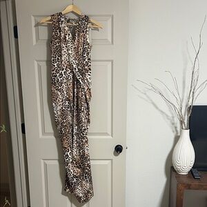 Elegant Backless Leopard Print Dress